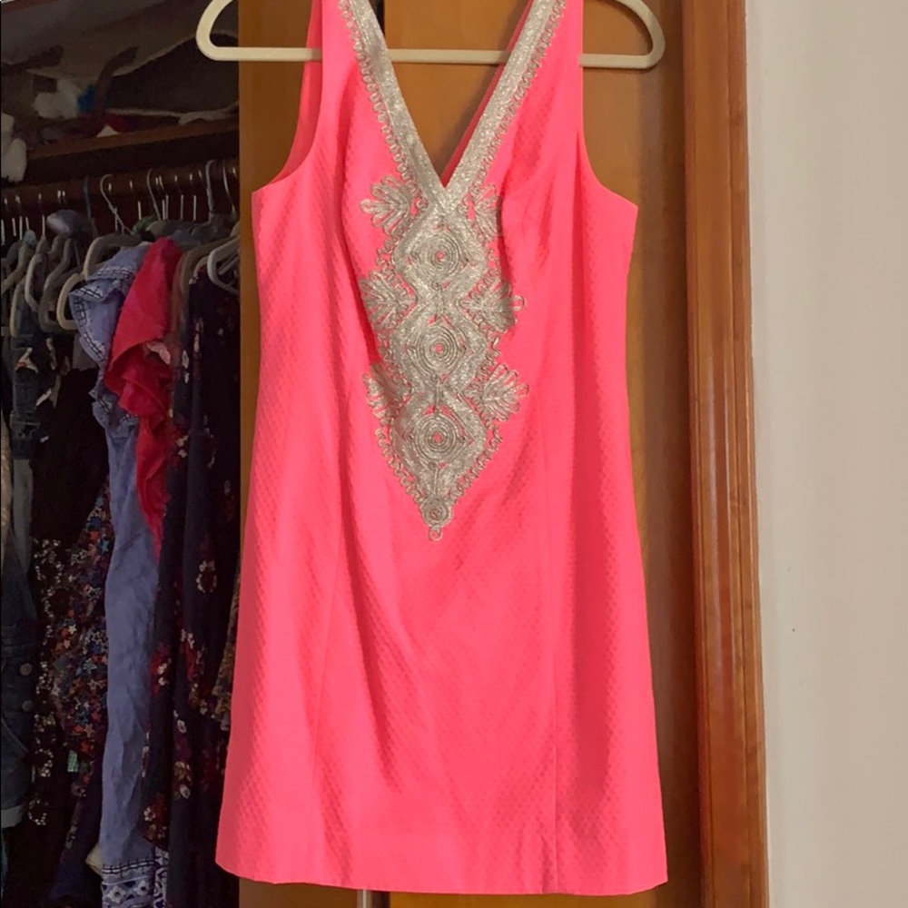 Lilly Pulitzer Bright Pink and Gold Dress 6